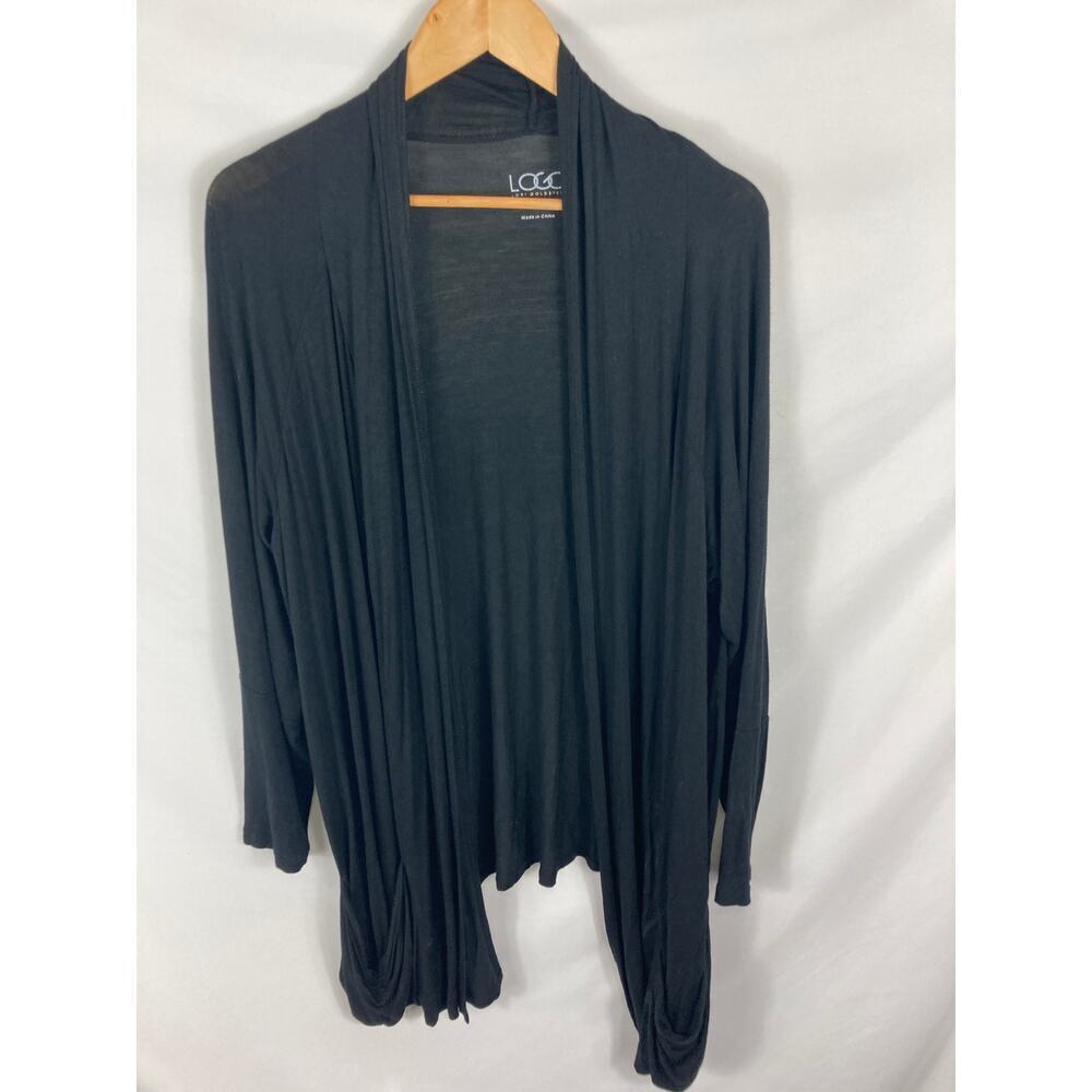 LOGO Lori Goldstein Draped Front Black Cardigan Size 1X